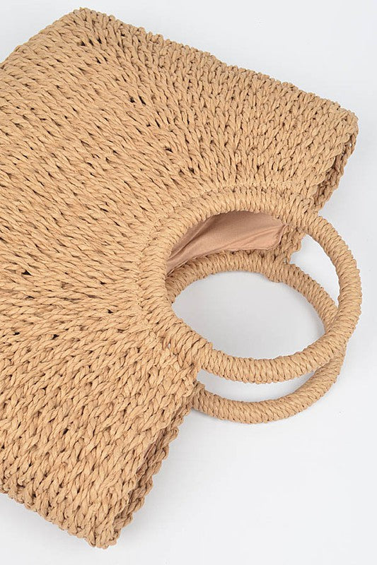 Ocean Breeze  Straw Bag - Khaki