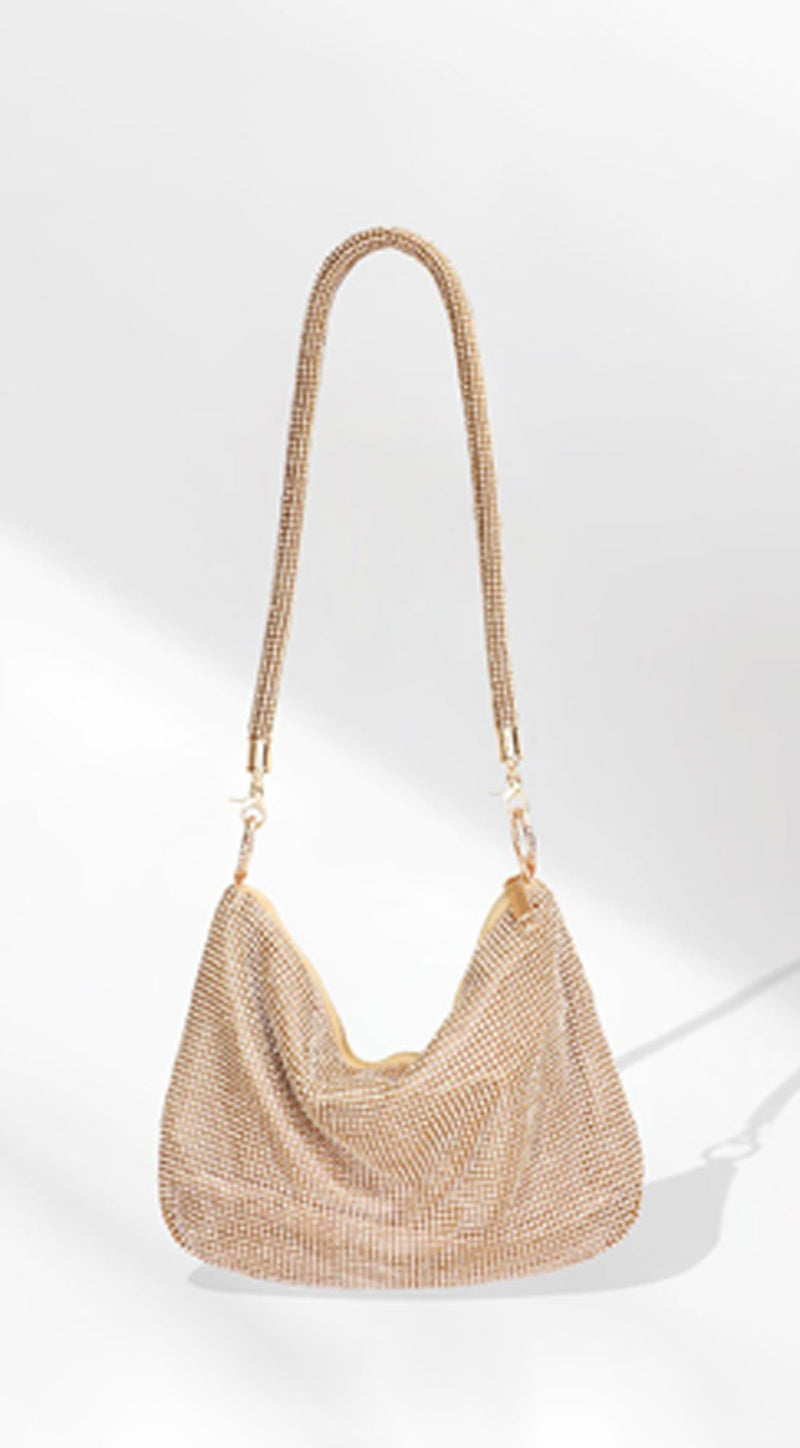 Crystal  Evening Glow Crossbody Shoulder Bag - Gold