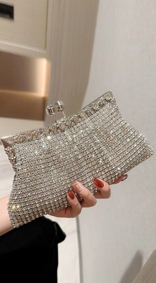 Costanza Rhinestone Luxury Evening Clutch - Silver