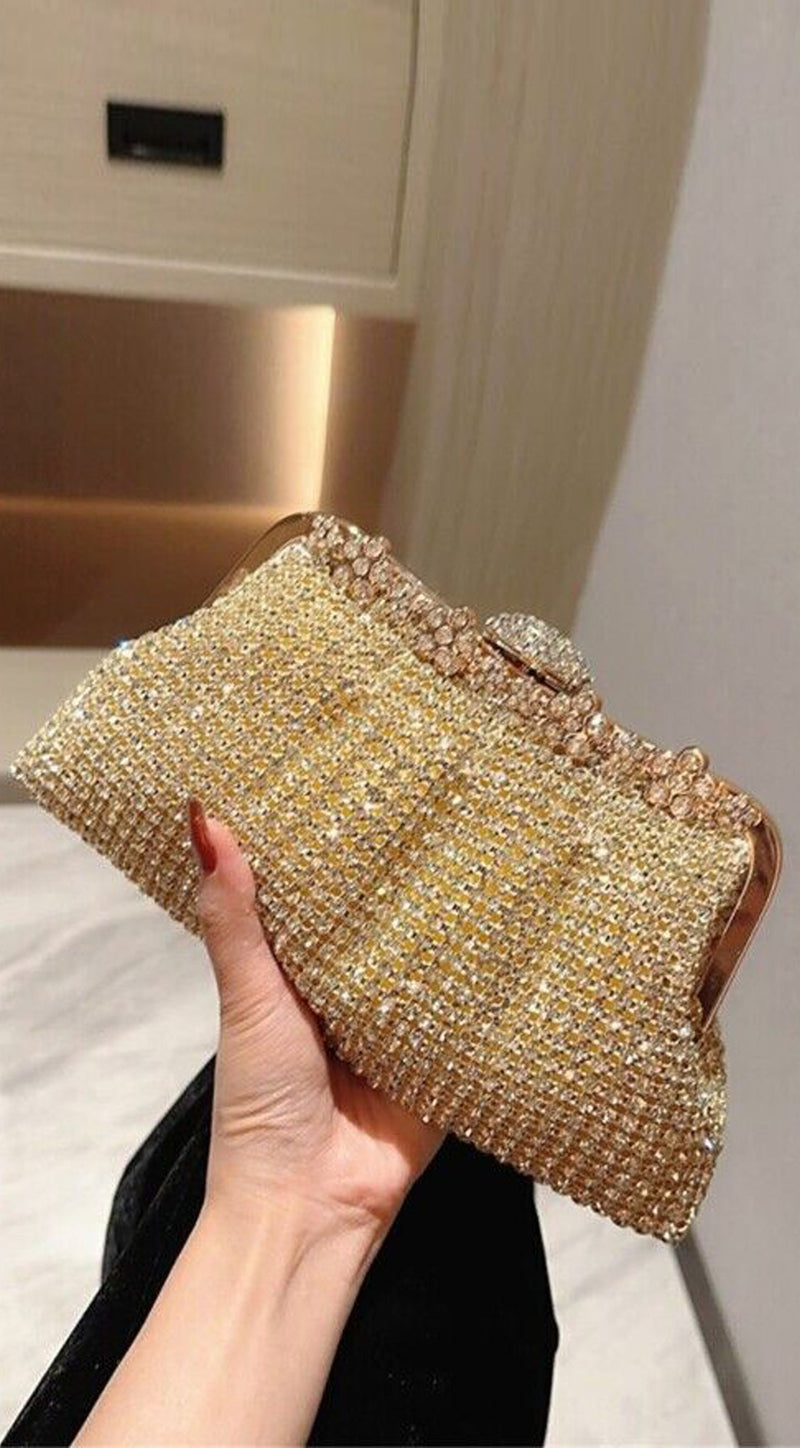 Costanza Rhinestone Luxury Evening Clutch - Gold